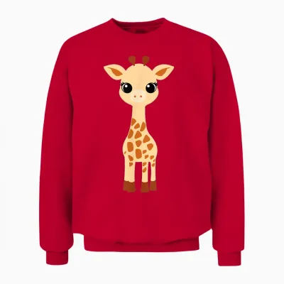 Cute Animal Giraffes Little Kid Humor Baby Giraffe T-Shirt, White, S Unisex Sweatshirt - Red