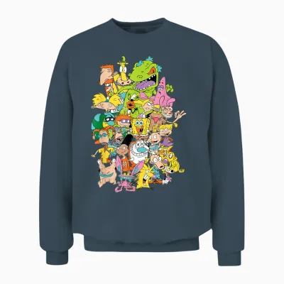 Nickelodeon Complete Nick 90s Throwback Character Unisex Sweatshirt - Dark Heather