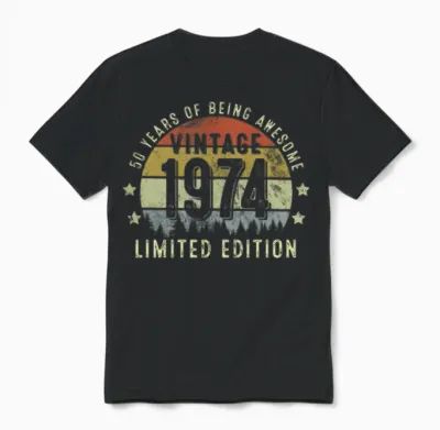 Vintage 1975 Limited Edition 50-Year-Old 50th Unisex T-Shirt - Black