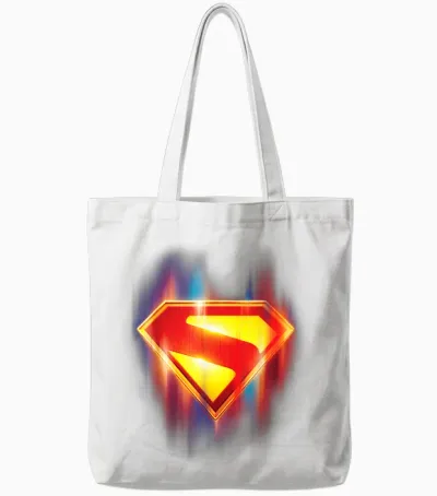 Superman (2025) Glowing Shield Tote Bags - White