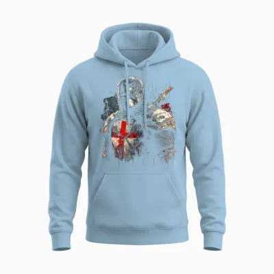 Deus Vult Medieval Knight Templar Crusader Unisex Hoodie - Light Blue