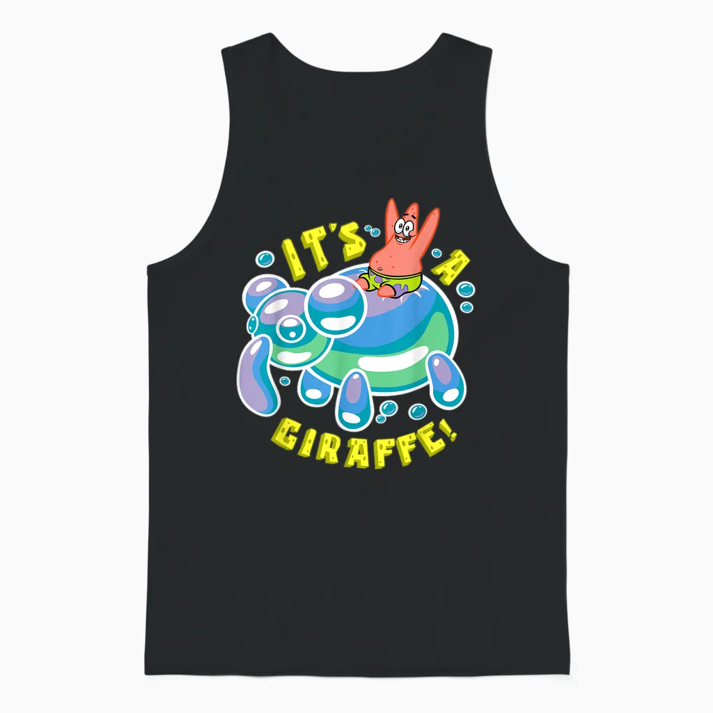 Mademark X Spongebob Squarepants - Spongebob Its a Giraffe Patrick Star Riding Balloon Giraffe Unisex Tank Top in Black