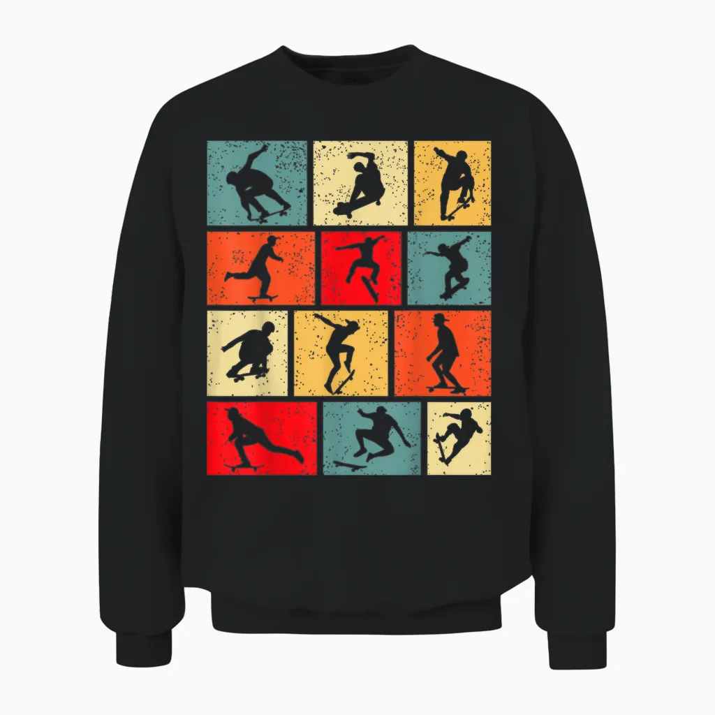 Skateboard Skater Jungen Kinder Herren Unisex Sweatshirt in Black