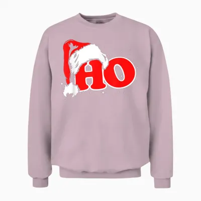 Funny, Retro, Ho, Christmas, Santa Where My Hos At, Group Unisex Sweatshirt - Light Pink