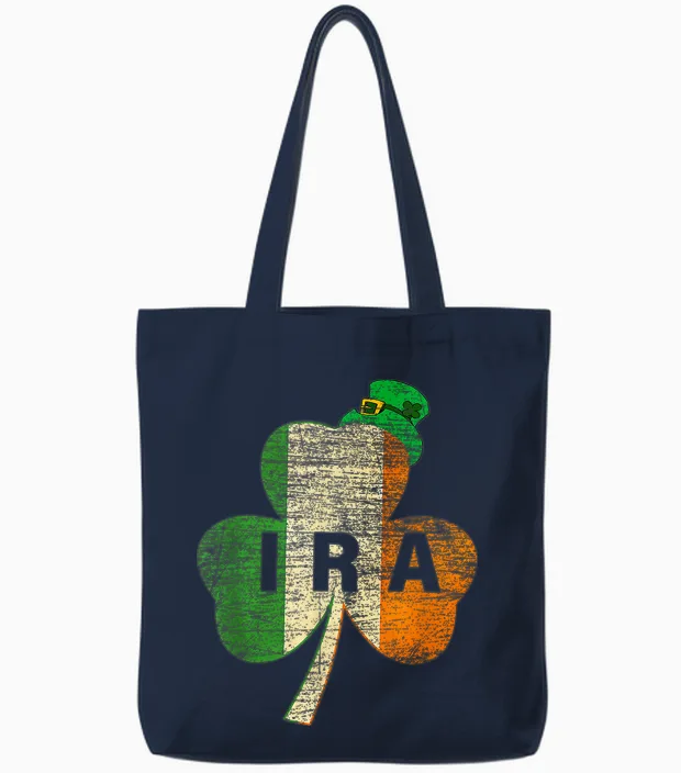 St. Patricks Day Ira Vintage Irland Flagge Irish Luck Shamrock Tote Bags in Navy