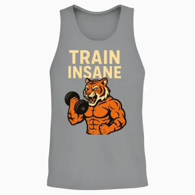 Train Insane Tiger Gym Unisex Tank Top - Sport Grey