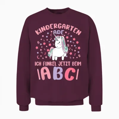 Kinder Bye Bye Kita Abgänger 2026 Mädchen Einhorn Absolventin Unisex Sweatshirt - Maroon
