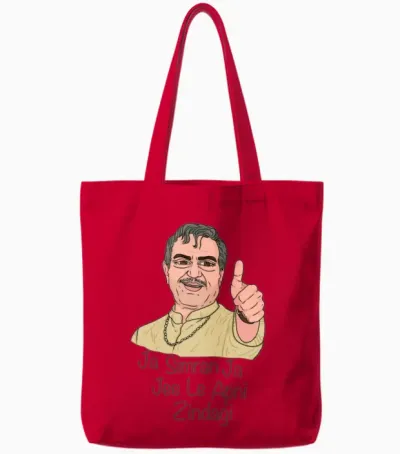 Ja Simran Ja Tote Bags - Red