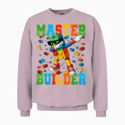 Dabbing Blocks Bricks Building Master Builder Kids Boys Unisex Sweatshirt - Light Pink