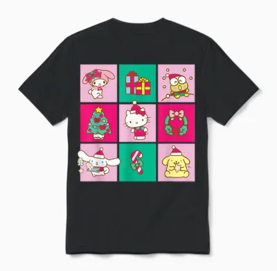 Hello Sanrio Friends Christmas Time Unisex T-Shirt - Black