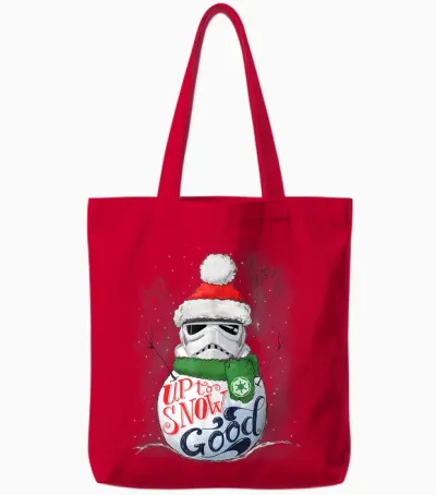 Star Wars Stormtrooper Up to Snow Good Funny Holiday Tote Bags - Red
