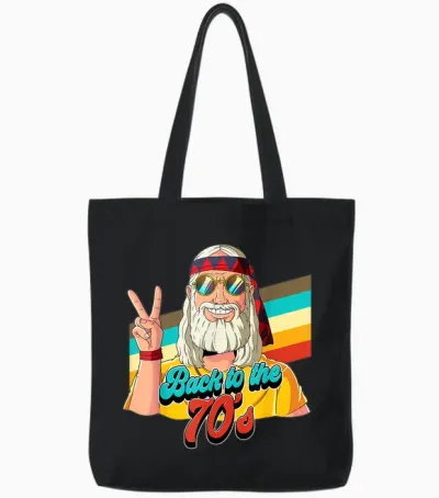 Back to the 70s T-Shirt, Black Tote Bags - Black