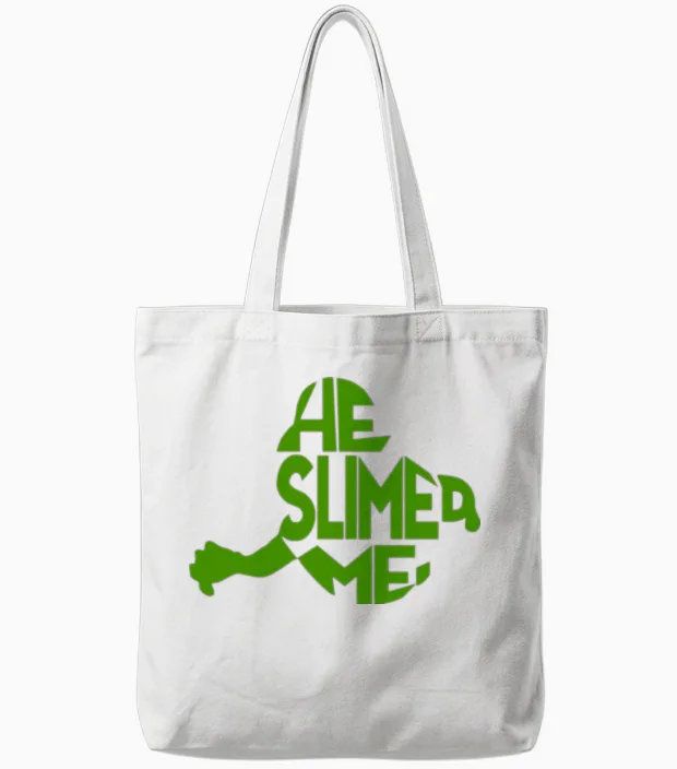 He Slimed Me Retro Tote Bags - White