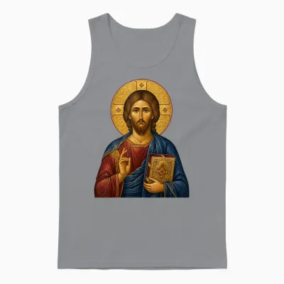 Heiliger Orthodoxer Jesus, Die Lehrer-Ikone Unisex Tank Top - Sport Grey