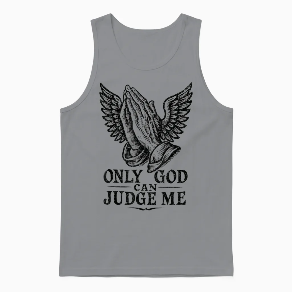 Tatouage Chicano Only God Can Judge Me Prayer Hands Colombes Unisex Tank Top in Sport Grey