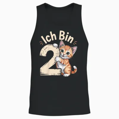 Kinder 2. Geburtstag Mädchen 2 Jahre Katze Deko Spruch Sprüche Unisex Tank Top - Black