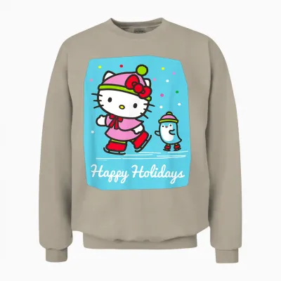 Hello Kitty Happy Holiday Ice Skating Unisex Sweatshirt - Sand