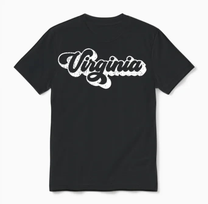 Virginia Retro State Unisex T-Shirt in Black