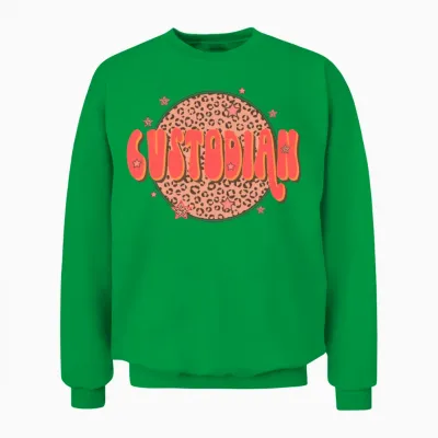 Retro Groovy Leopard Custodian Unisex Sweatshirt - Irish Green