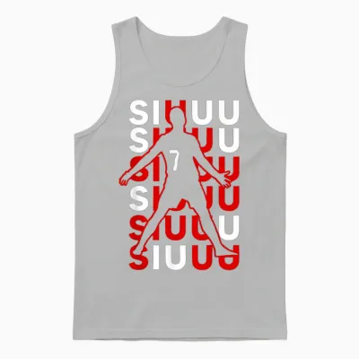 Siuuuu Funny Soccer Present for Soccer Lovers Fan Kid's Boys Unisex Tank Top - Ash