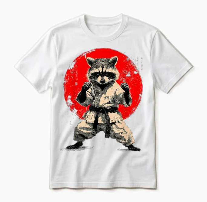 Karate and Judo | Japanese Martial Arts, Japan, Raccoon Unisex T-Shirt in White