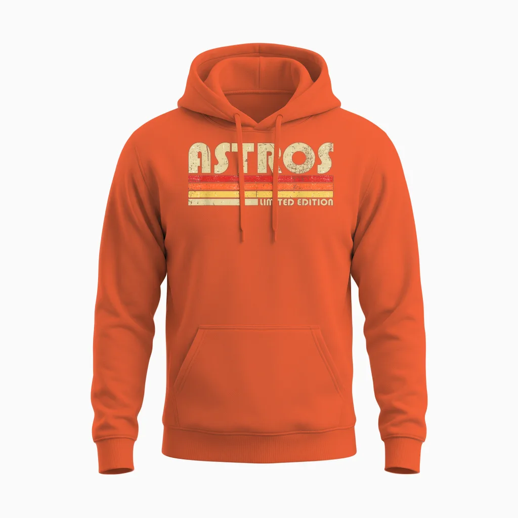 Astros Name Personalized Vintage Retro Gift for Men Women Unisex Hoodie in Orange
