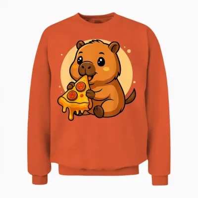 Lustige Capybara Essen Pizza Grafik Jungen Mädchen Capybara Unisex Sweatshirt - Orange