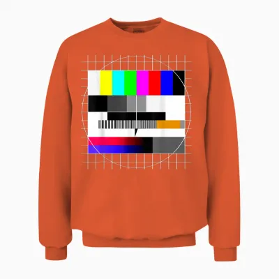 Test Image 90s Party 80s Outfit Retro Costume Test Picture T-Shirt, Black Unisex Sweatshirt - Orange