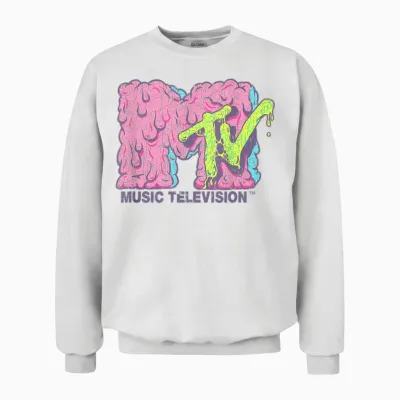 Mtv Logo Psychedelic Slime Brain Goo Zombie Melted Mtv Unisex Sweatshirt - White