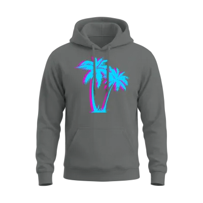 Beach Vaporwave Palm Tree Gift Aesthetic Tropical Unisex Hoodie - Graphite Heather