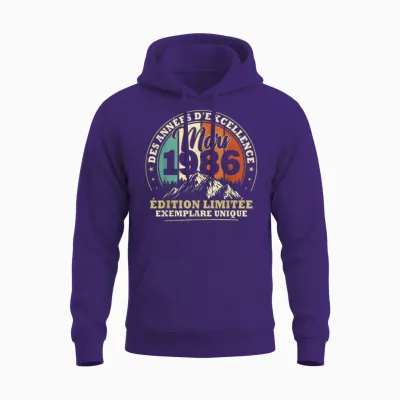 Vintage Mars 1986 Cadeau Anniversaire 40 Ans Hommes Femmes Unisex Hoodie - Purple