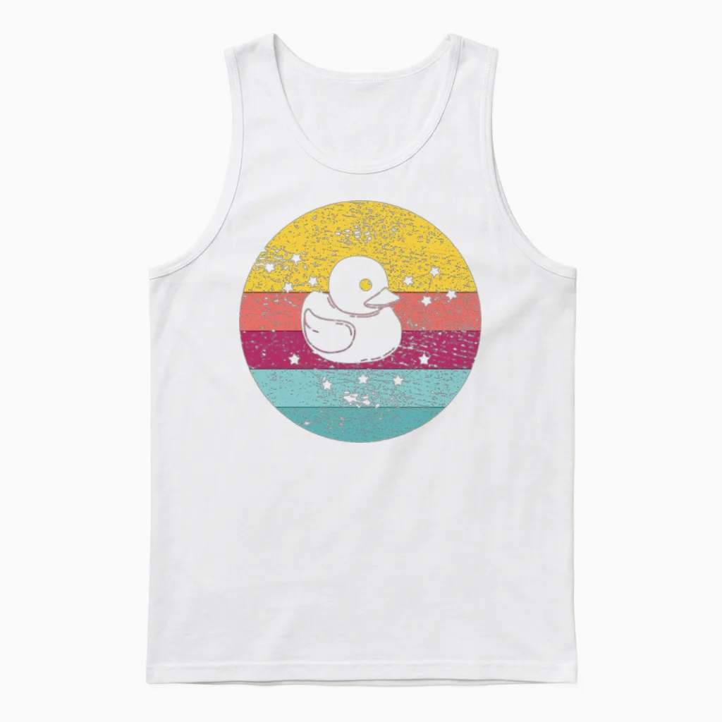 Bath Duck Retro Unisex Tank Top in White