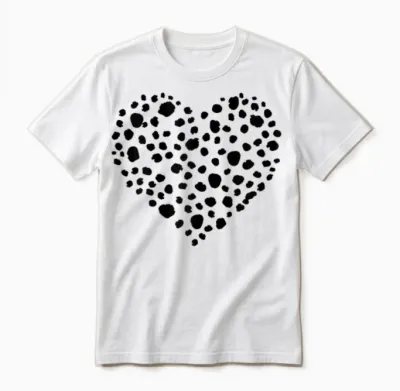 Cute Dalmatian Pattern Heart Love for Women and Girls T-Shirt, White Unisex T-Shirt - White