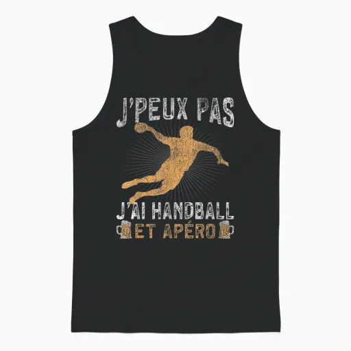 J'peux Pas J'ai Handball Et Apéro Vintage T-Shirt, Black, S Unisex Tank Top in Black