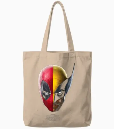 Marvel Deadpool & Wolverine Portrait T-Shirt, Black, S Tote Bags - Natural