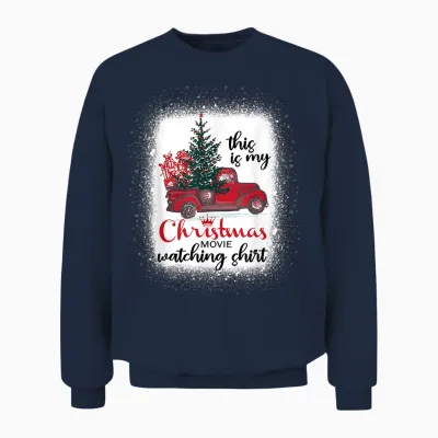 This Is My Christmas Movie Watching Shirt Vintage Red Truck Unisex Sweatshirt - Navy
