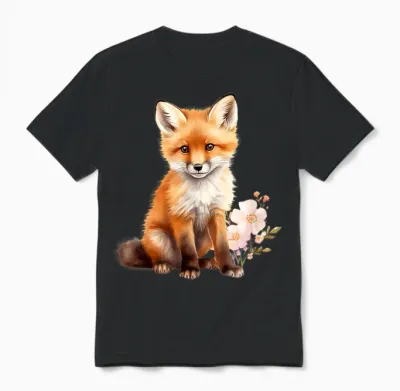 Joli Bébé Renard Art Unisex T-Shirt - Black