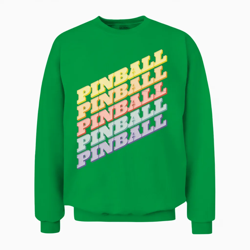 Pinball Retro Typography Dign Unisex Sweatshirt - Irish Green