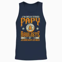 Grandpa Bouliste Petanque Man Gift Humour Boccia Petanque T-Shirt, Black, S Unisex Tank Top in Navy - 2