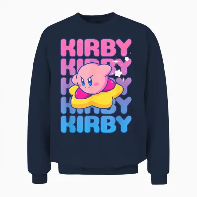 Kirby Nintendo Big Bubble Text Stack Unisex Sweatshirt - Navy