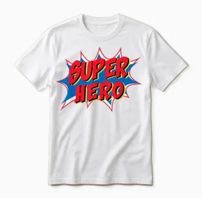 Hero Comic Super Retro Cool T-Shirt, Black, S Unisex T-Shirt - White