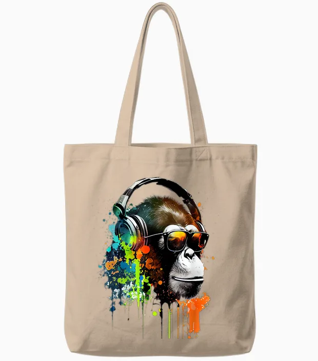Dj Monkey Affen Mit Sonnenbrille Tote Bags in Natural