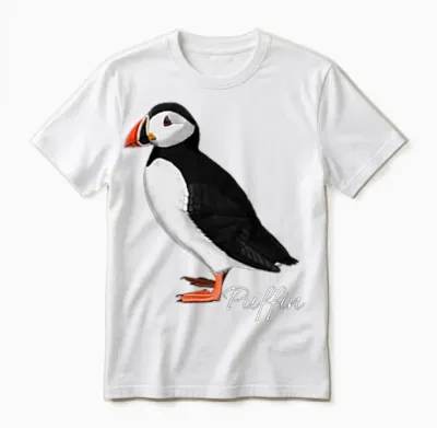 Puffin Monk Bird Biologist Nature Ornithologist T-Shirt, Black, S Unisex T-Shirt - White