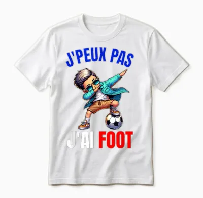 J'peux Pas J'ai Football Child Boy Humour Player Unisex T-Shirt - White