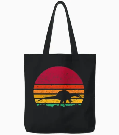 Spinosaurus Retro Style Tote Bags - Black