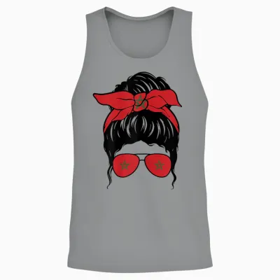 Morocco Girl Morocco Flag Moroccan Proud Moroccan Woman Morocco Unisex Tank Top - Sport Grey