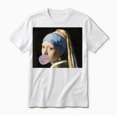 Fine Arts Vermeer Mädchen Mit Kaugummi Für Eine Kunsthacke Unisex T-Shirt - White