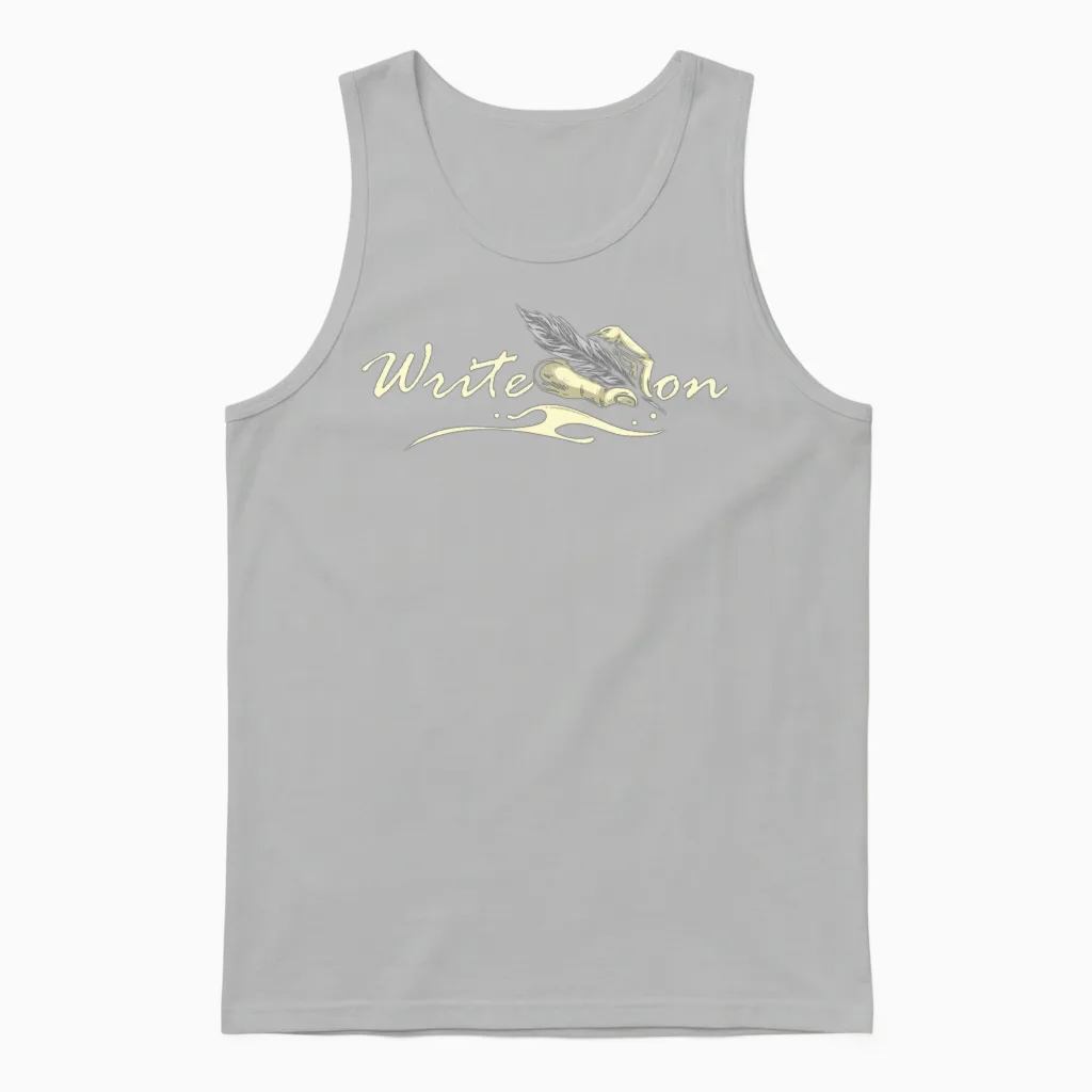 Write on - Feather Author Novelist Novel Writer Unisex Tank Top in Ash