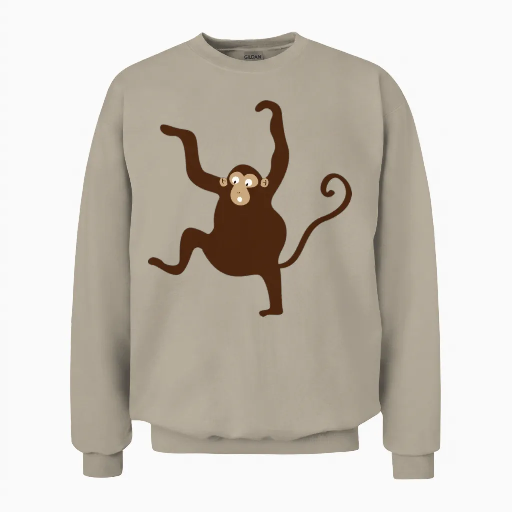 Funny Minimal Monkey Unisex Sweatshirt in Sand