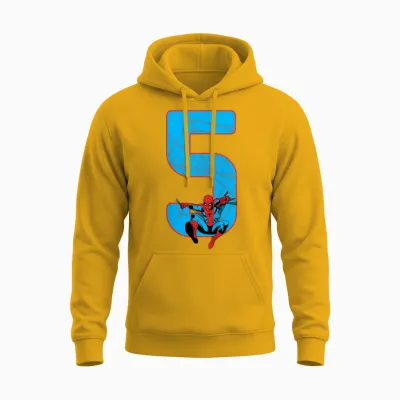 Children's Spider-Man 5th Birthday Unisex Hoodie - Gold
